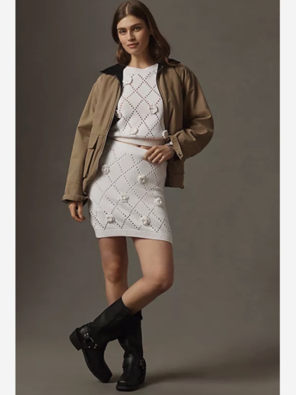 NWT ANTHROPOLOGIE MAEVE 3D FLORAL KNIT MINI SKIRT